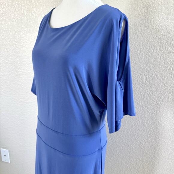 Last Tango Dress Dusty Blue Size Medium Knee Length Career Bodycon Open Sleeves - Picture 9 of 14
